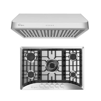2 Piece Kitchen Package With 30" Gas Cooktop & 36" Ducted Under Cabinet Range Hood - N/A - Silver 3 2 Piece Kitchen Package With 30" Gas Cooktop & 36" Ducted Under Cabinet Range Hood - N/A - Silver