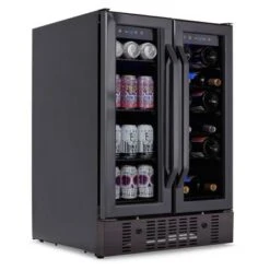 Newair 24" Built-in Dual Zone 18 Bottle And 58 Can Wine And Beverage Refrigerator And Cooler In Black Stainless Steel - Black