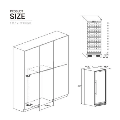 24 In. Single Zone 127-Bottle Built-In Wine Cooler In Stainless Steel - Stainless Steel 4 24 In. Single Zone 127-Bottle Built-In Wine Cooler In Stainless Steel - Stainless Steel - Image 2