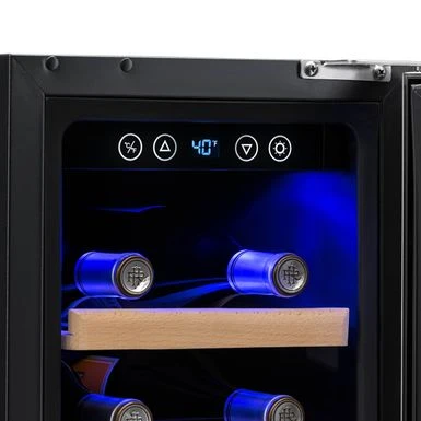 Newair 12" Built-In 19 Bottle Wine Fridge In Stainless Steel, With Precision Digital Thermostat And Premium Beech Wood Shelves - Black 10 Newair 12" Built-In 19 Bottle Wine Fridge In Stainless Steel, With Precision Digital Thermostat And Premium Beech Wood Shelves - Black - Image 8