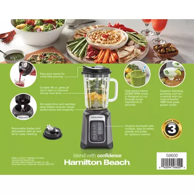 Hamilton Beach - PowerMax Professional Performance Blender Gray 11 Hamilton Beach - PowerMax Professional Performance Blender Gray - Image 9