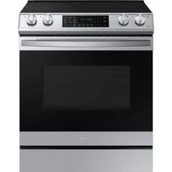 Samsung - 6.3 Cu. Ft. Front Control Slide-In Electric Convection Range With Air Fry & Wi-Fi, Fingerprint Resistant - Stainless Steel