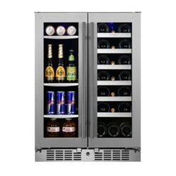 TITAN Transcend 24 In. 64 Can And 20 Bottle French Door Beverage And Wine Cooler - 24 Inch