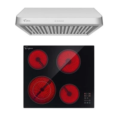 2 Piece Kitchen Appliances Packages Including 24" Radiant Electric Cooktop And 30" Under Cabinet Range Hood - Black 3 2 Piece Kitchen Appliances Packages Including 24" Radiant Electric Cooktop And 30" Under Cabinet Range Hood - Black