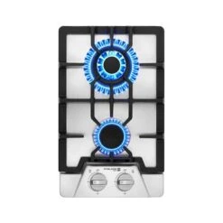 GASLAND Chef 12'' Gas Stove Top Stainless Steel 2 Burner NG/LPG Convertible Built-in Gas Cooktop, CSA Certification - Stainless Steel