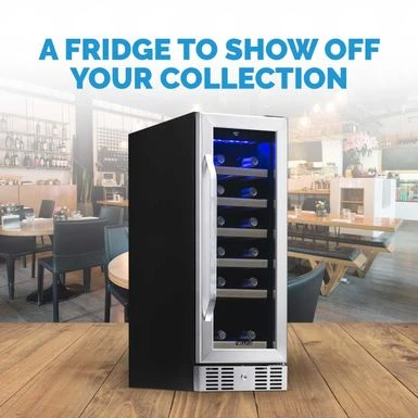 Newair 12" Built-In 19 Bottle Wine Fridge In Stainless Steel, With Precision Digital Thermostat And Premium Beech Wood Shelves - Black 5 Newair 12" Built-In 19 Bottle Wine Fridge In Stainless Steel, With Precision Digital Thermostat And Premium Beech Wood Shelves - Black - Image 3