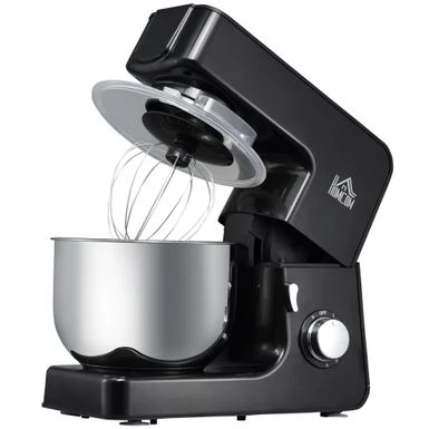 HOMCOM Stand Mixer With Splash Guard, Electric Hand Mixer Set With 6 Qt. Large Mixing Bowl - 15" X 7.25" X 13.5" - 15" X 7.25" X 13.5" - Black 4 HOMCOM Stand Mixer With Splash Guard, Electric Hand Mixer Set With 6 Qt. Large Mixing Bowl - 15" X 7.25" X 13.5" - 15" X 7.25" X 13.5" - Black - Image 2