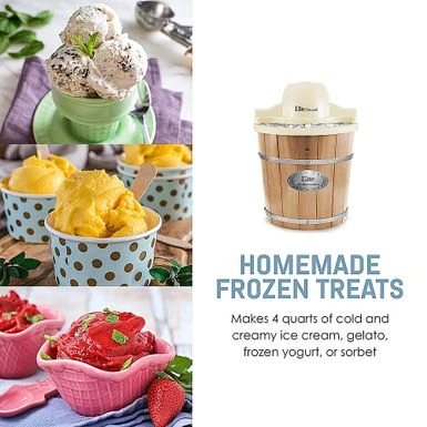 Elite Gourmet - 4 Qt Old Fashioned Electric Ice Cream Maker - Cream 3 Elite Gourmet - 4 Qt Old Fashioned Electric Ice Cream Maker - Cream