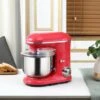 HOMCOM Stand Mixer With Splash Guard, Electric Hand Mixer Set With 6 Qt. Large Mixing Bowl - 14.5" X 9" X 14.5" - Red