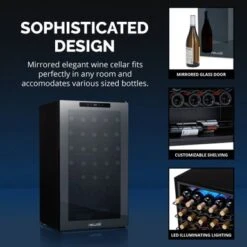 Newair Shadow Series Wine Cooler Refrigerator 34 Bottle, Freestanding Mirrored Wine Fridge With Compressor Cooling - Black -KitchenAid Shop d13f1724 a8a5 4355 8490 b70e334ac78d