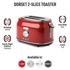 Haden Dorset 2-slice Wide Slot Stainless Steel Toaster - Red -KitchenAid Shop d245d4e7 0383 4770 b480 38b51bc831de