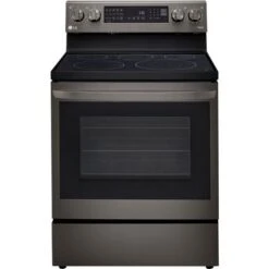 LG 6.3-Cu. Ft. Electric Smart Range With InstaView And AirFry, Black Stainless Steel
