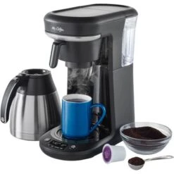 Mr. Coffee® Mr. Coffee - Space-Saving Combo 10-Cup Coffee Maker And Pod Single Serve Brewer - Stainless-Steel/Black