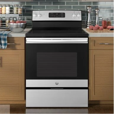 GE - 5.3 Cu. Ft. Freestanding Electric Range With Self-cleaning - Stainless Steel 4 GE - 5.3 Cu. Ft. Freestanding Electric Range With Self-cleaning - Stainless Steel - Image 2
