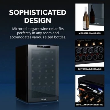 Newair Shadow Series Wine Cooler Refrigerator 51 Bottle, Freestanding Mirrored Wine Fridge With Compressor Cooling - Black 6 Newair Shadow Series Wine Cooler Refrigerator 51 Bottle, Freestanding Mirrored Wine Fridge With Compressor Cooling - Black - Image 4
