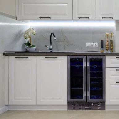 Newair 24" Built-in Dual Zone 18 Bottle And 58 Can Wine And Beverage Refrigerator And Cooler In Black Stainless Steel - Black 7 Newair 24" Built-in Dual Zone 18 Bottle And 58 Can Wine And Beverage Refrigerator And Cooler In Black Stainless Steel - Black - Image 5