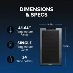 Newair Shadow Series Wine Cooler Refrigerator 34 Bottle, Freestanding Mirrored Wine Fridge With Compressor Cooling - Black -KitchenAid Shop de1fe0b9 638b 41bf 929d 0715ca26aefe