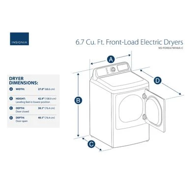 Insignia™ - 6.7 Cu. Ft. Electric Dryer - White 10 Insignia™ - 6.7 Cu. Ft. Electric Dryer - White - Image 8