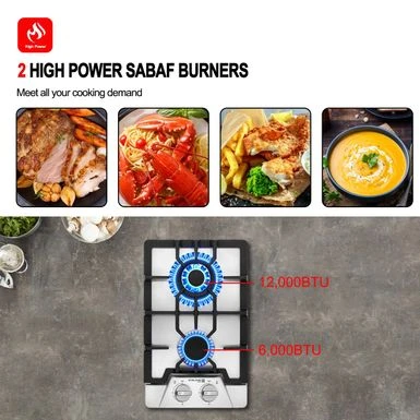 GASLAND Chef 12'' Gas Stove Top Stainless Steel 2 Burner NG/LPG Convertible Built-in Gas Cooktop, CSA Certification - Stainless Steel 5 GASLAND Chef 12'' Gas Stove Top Stainless Steel 2 Burner NG/LPG Convertible Built-in Gas Cooktop, CSA Certification - Stainless Steel - Image 3