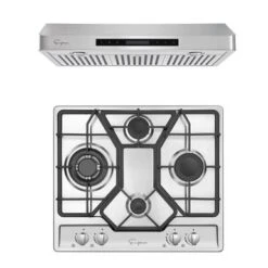 2 Piece Kitchen Appliances Packages Including 24" Gas Cooktop And 30" Under Cabinet Range Hood - 24"