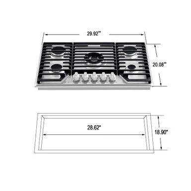 Pro-style 30 In. Built-in Gas Cooktop With 5 Sealed Burners - LPG Convertible In Stainless Steel - Silver 4 Pro-style 30 In. Built-in Gas Cooktop With 5 Sealed Burners - LPG Convertible In Stainless Steel - Silver - Image 2