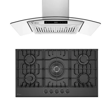 2 Piece Kitchen Appliances Packages Including 36" Gas Cooktop And 36" Island Range Hood - Black 3 2 Piece Kitchen Appliances Packages Including 36" Gas Cooktop And 36" Island Range Hood - Black