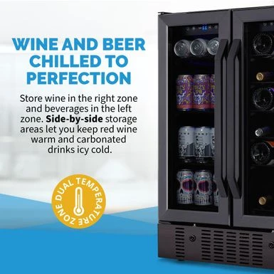 Newair 24" Built-in Dual Zone 18 Bottle And 58 Can Wine And Beverage Refrigerator And Cooler In Black Stainless Steel - Black 4 Newair 24" Built-in Dual Zone 18 Bottle And 58 Can Wine And Beverage Refrigerator And Cooler In Black Stainless Steel - Black - Image 2