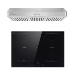 2 Piece Kitchen Appliances Packages Including 30" Induction Cooktop And 36" Under Cabinet Range Hood - Black