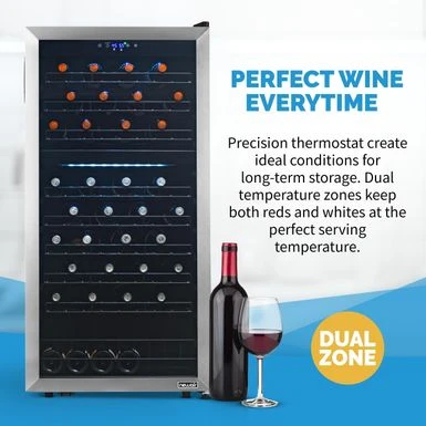 NewAir Freestanding 76 Bottle Dual Zone Compressor Wine Fridge With Low-Vibration Ultra-Quiet Inverter Compressor - Black 4 NewAir Freestanding 76 Bottle Dual Zone Compressor Wine Fridge With Low-Vibration Ultra-Quiet Inverter Compressor - Black - Image 2