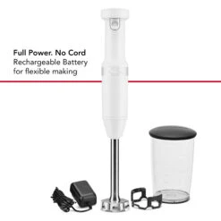 KitchenAid Cordless Variable Speed Hand Blender With Chopper And Whisk Attachment In White -KitchenAid Shop khbbv83wh 4