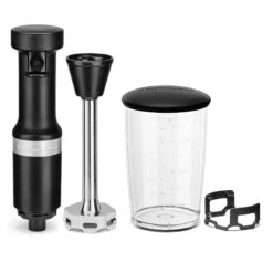 KitchenAid Corded Variable-Speed Immersion Blender In Black Matte With Blending Jar -KitchenAid Shop khbv53bm 1